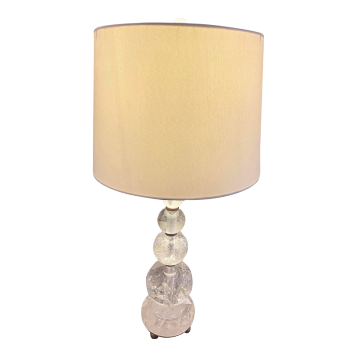 vintage natural rock crystal orbs table lamp 5639