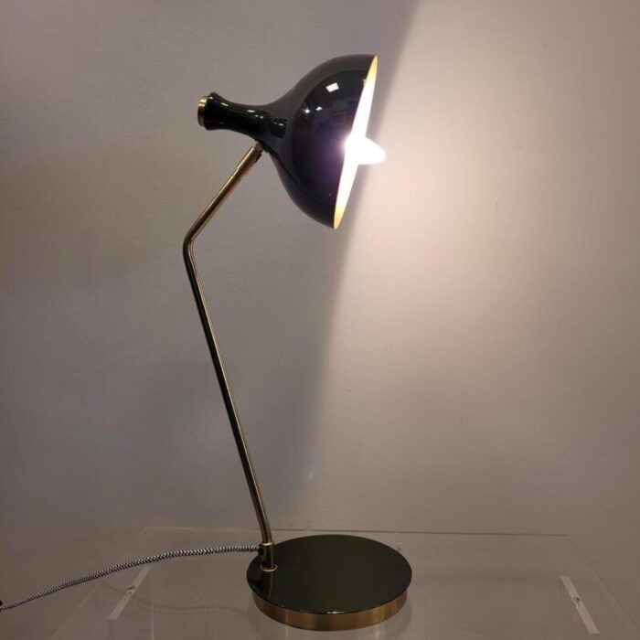 vintage olive table lamp in iron green and gold france 1990s 3540