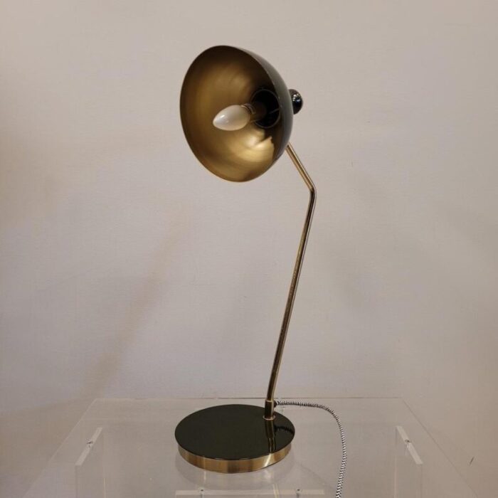 vintage olive table lamp in iron green and gold france 1990s 5070