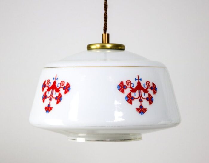 vintage opaline glass pendant lamp 5