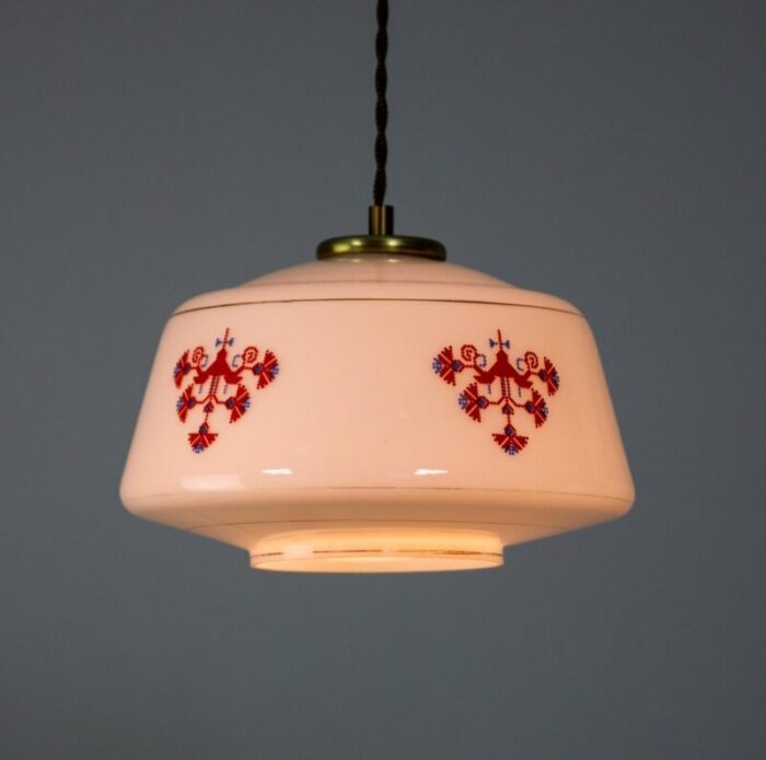 vintage opaline glass pendant lamp 7