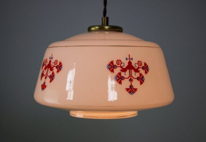 vintage opaline glass pendant lamp 9