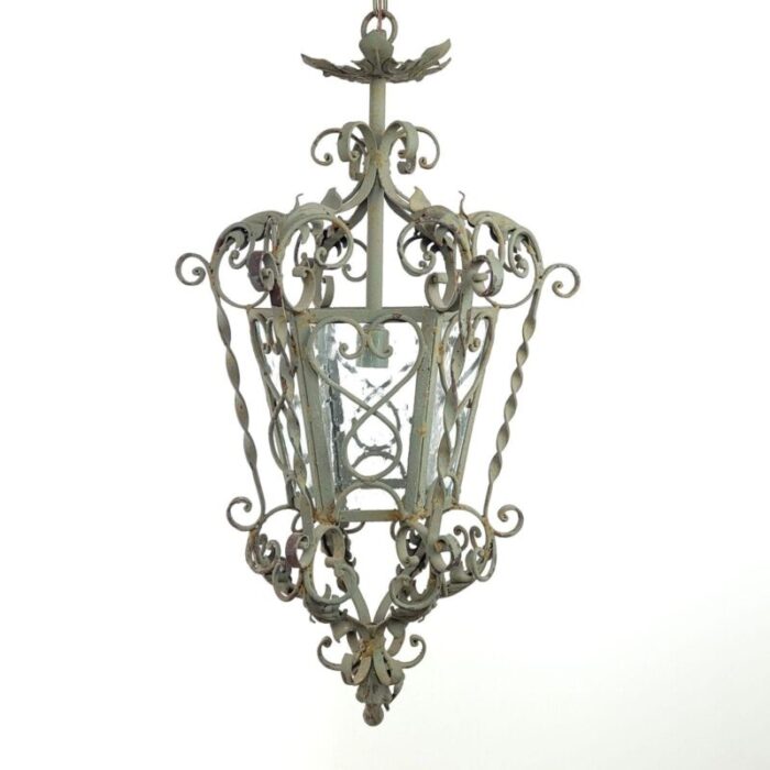 vintage painted wrought iron lantern 1920s 3677