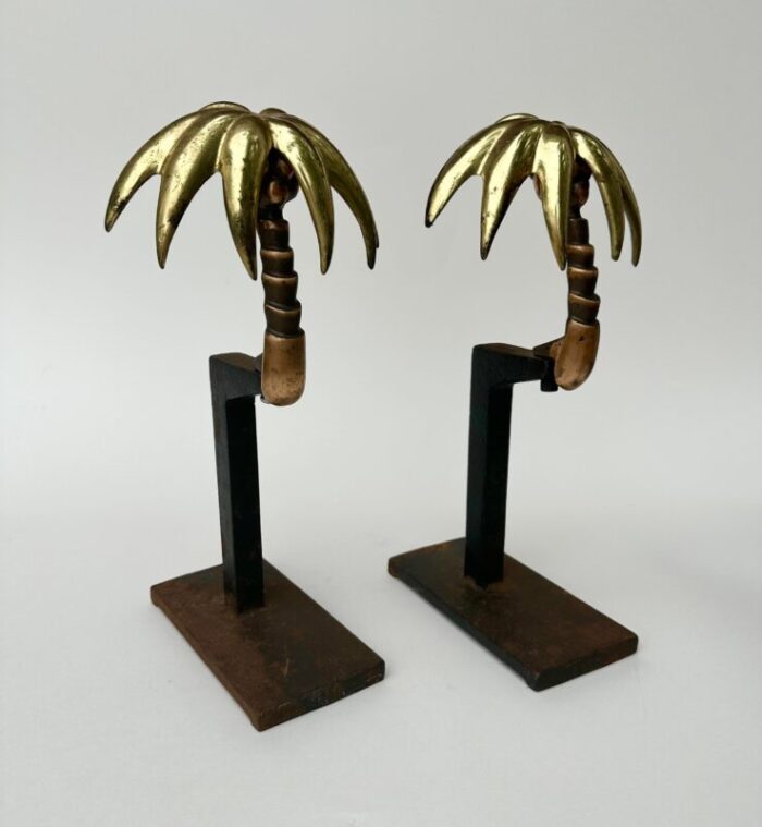 vintage palm tree andirons palm beach hollywood regency coastal tropical 6809