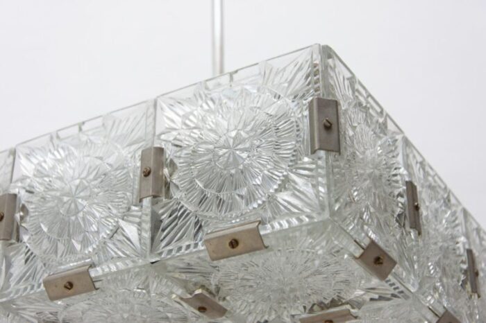 vintage pendant lamp in glass and chromed steel by kamenicky senov 1970s 9