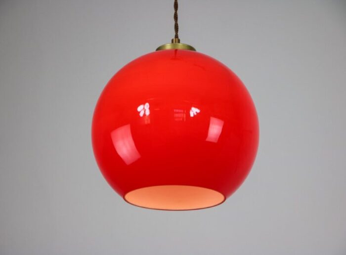 vintage red glass pendant lamps set of 2 12