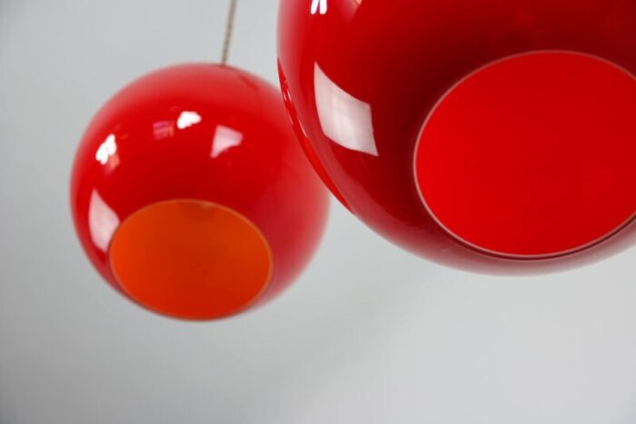 vintage red glass pendant lamps set of 2 3