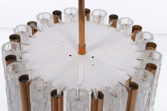 vintage round crystal ice glass chandelier from kaiser idell kaiser leuchten 1960s 5