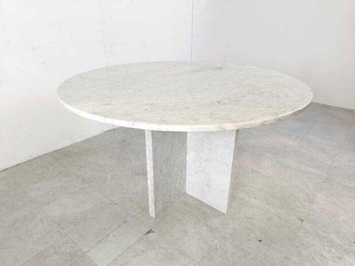 vintage round white marble dining table 1970s 1752