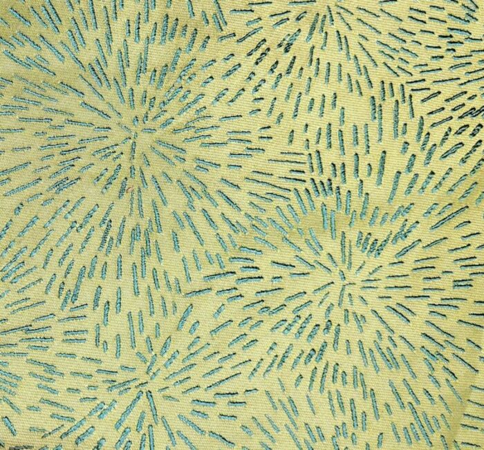 vintage scalamandre starburst seafoam embroidered silk blend satin 5 yards 4907