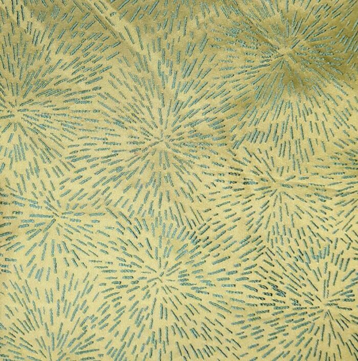 vintage scalamandre starburst seafoam embroidered silk blend satin 5 yards 5220