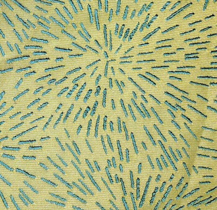 vintage scalamandre starburst seafoam embroidered silk blend satin 5 yards 6291