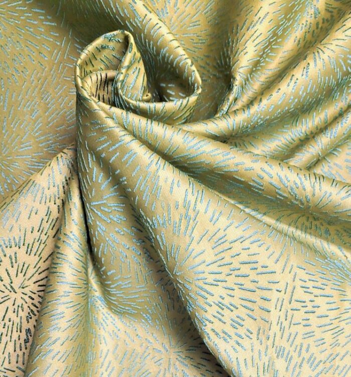 vintage scalamandre starburst seafoam embroidered silk blend satin 5 yards 7337