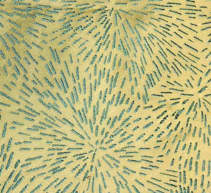 vintage scalamandre starburst seafoam embroidered silk blend satin 5 yards 8611