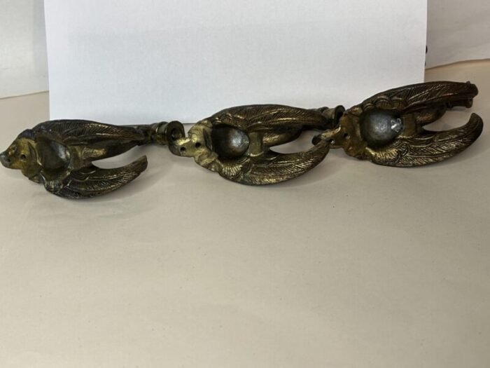 vintage solid brass peacock swan drawer pulls set of 3 1882