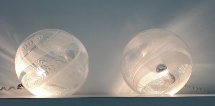 vintage spheric murano glass table lamps by lino tagliapietra for la murrina set of 2 9179