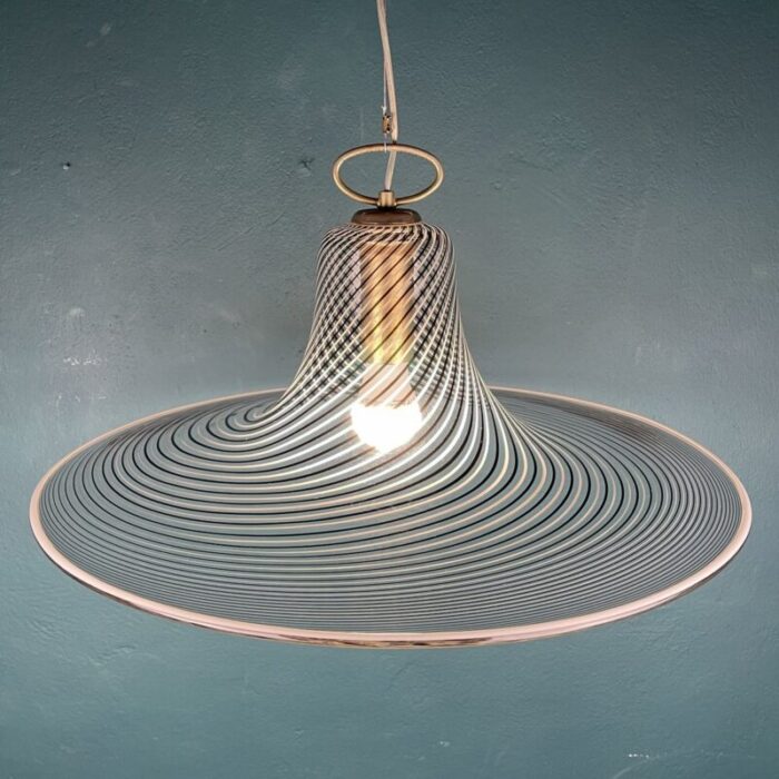 vintage swirl murano pendant lamp italy 1970s 3