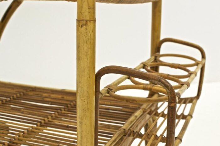 vintage trolley in rattan 1960s 5613