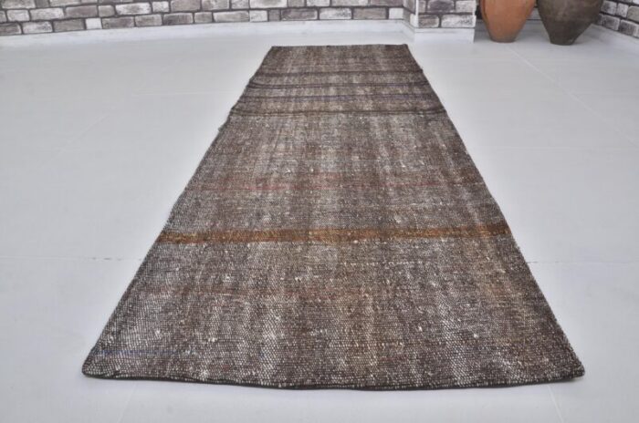 vintage turkish black runner rug 1960 2648