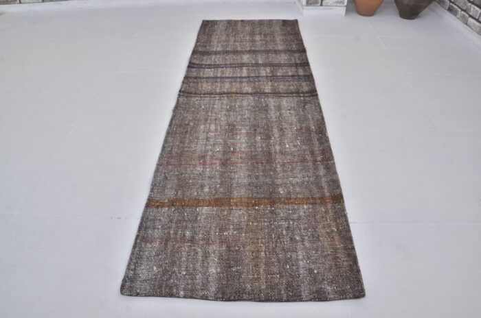 vintage turkish black runner rug 1960 6152