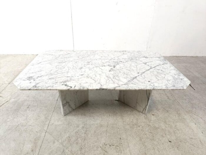 vintage white marble coffee table 1970s 0583