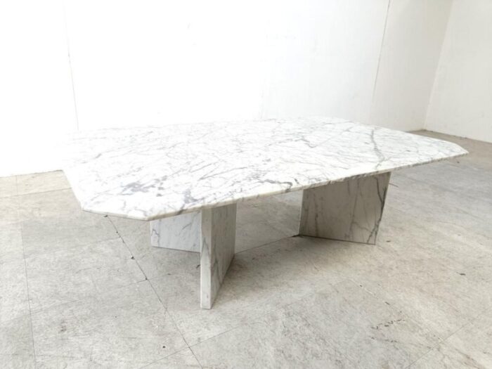 vintage white marble coffee table 1970s 1565