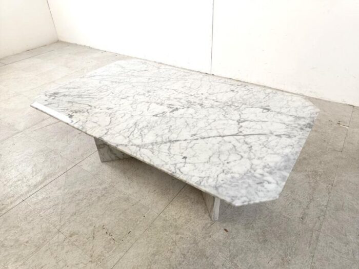 vintage white marble coffee table 1970s 5504