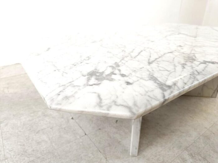 vintage white marble coffee table 1970s 5956