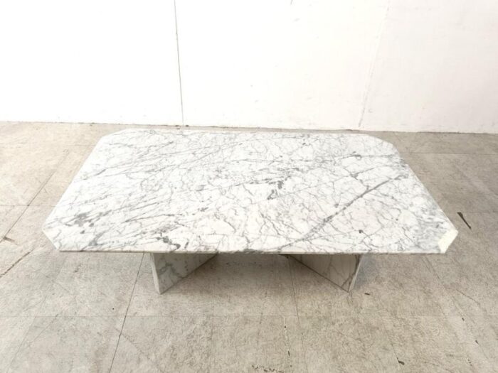 vintage white marble coffee table 1970s 8321