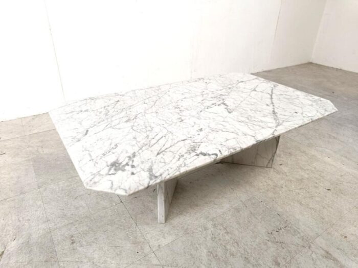 vintage white marble coffee table 1970s 9832