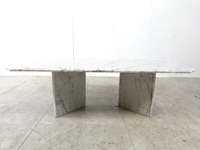 vintage white marble coffee table 1970s 9951