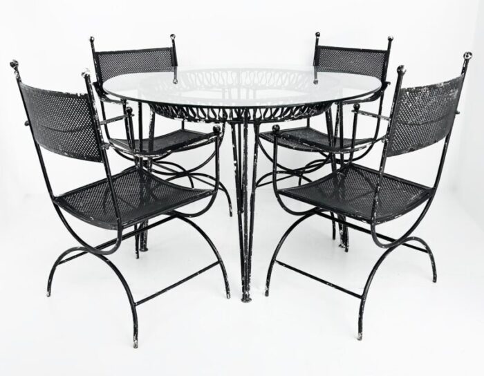 vintage wrought iron garden patio chairs set of 4 6007