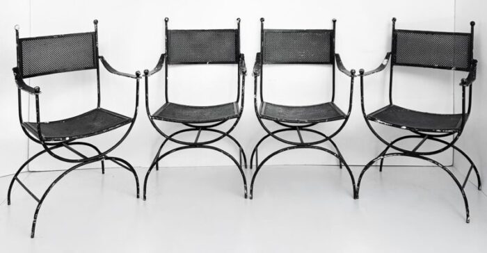 vintage wrought iron garden patio chairs set of 4 6264