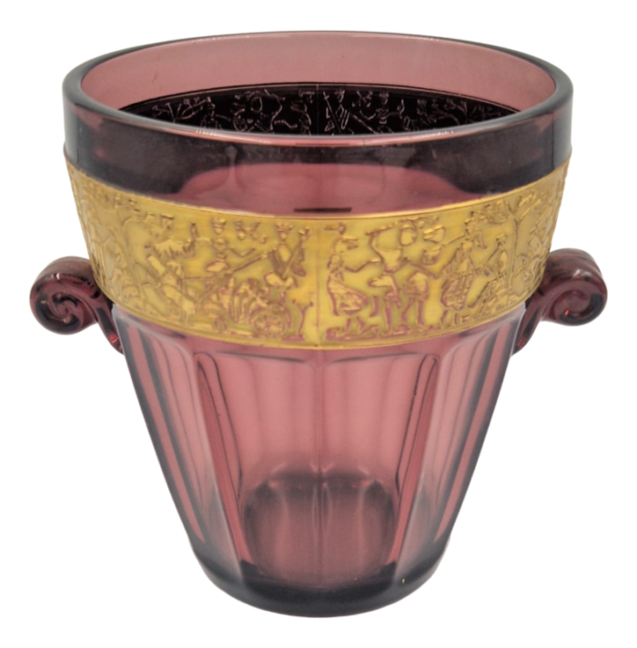 violet glass vase with relief from walther and sohne 1910s 3309