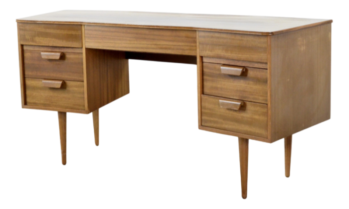 walnut concave desk by gunther hoffstead for uniflex 1960s 2010