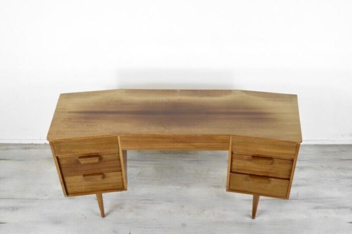 walnut concave desk by gunther hoffstead for uniflex 1960s 5173