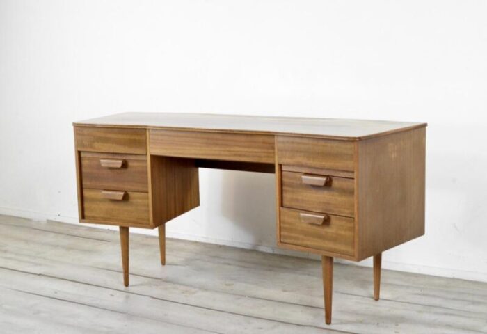 walnut concave desk by gunther hoffstead for uniflex 1960s 5558