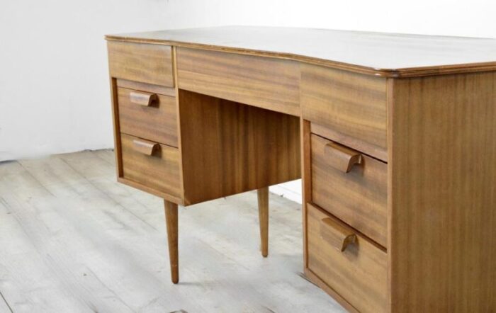 walnut concave desk by gunther hoffstead for uniflex 1960s 5694