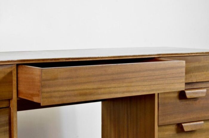 walnut concave desk by gunther hoffstead for uniflex 1960s 7240