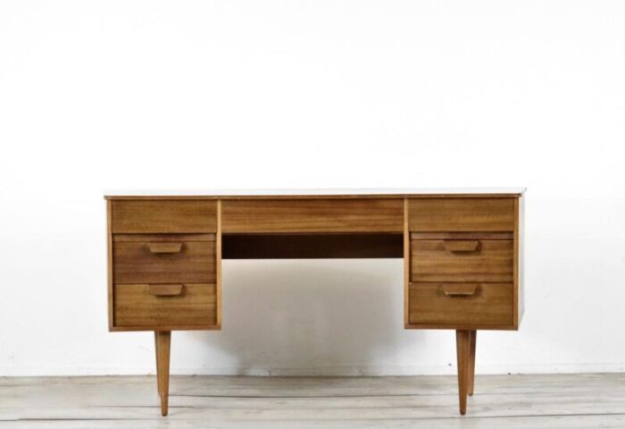 walnut concave desk by gunther hoffstead for uniflex 1960s 9562