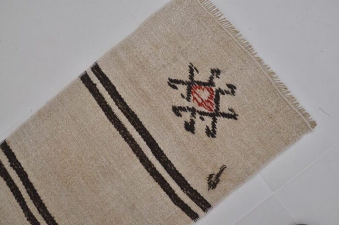 white handmade hemp kilim rug 1960 6762