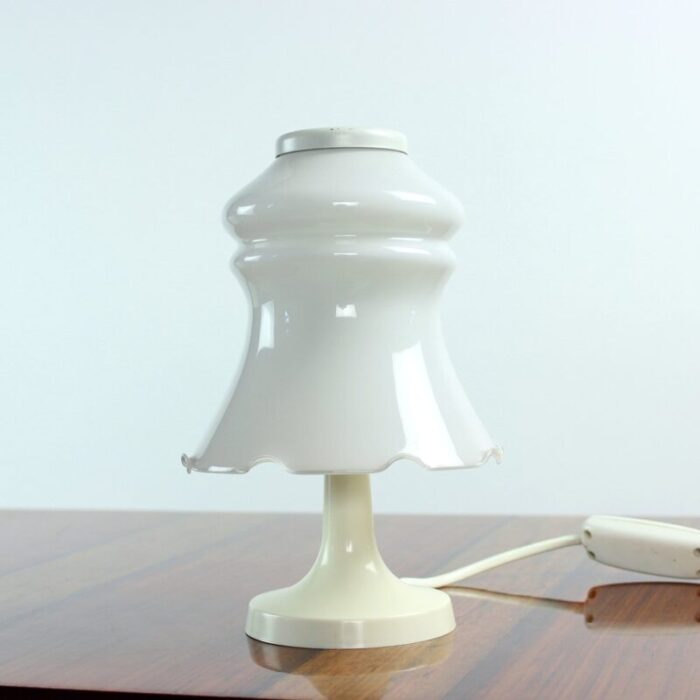 white opaline glass table light from opp jihlava czechoslovakia 1960s 1