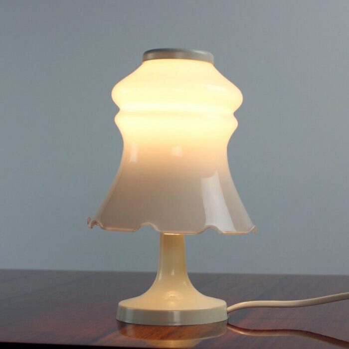 white opaline glass table light from opp jihlava czechoslovakia 1960s 5