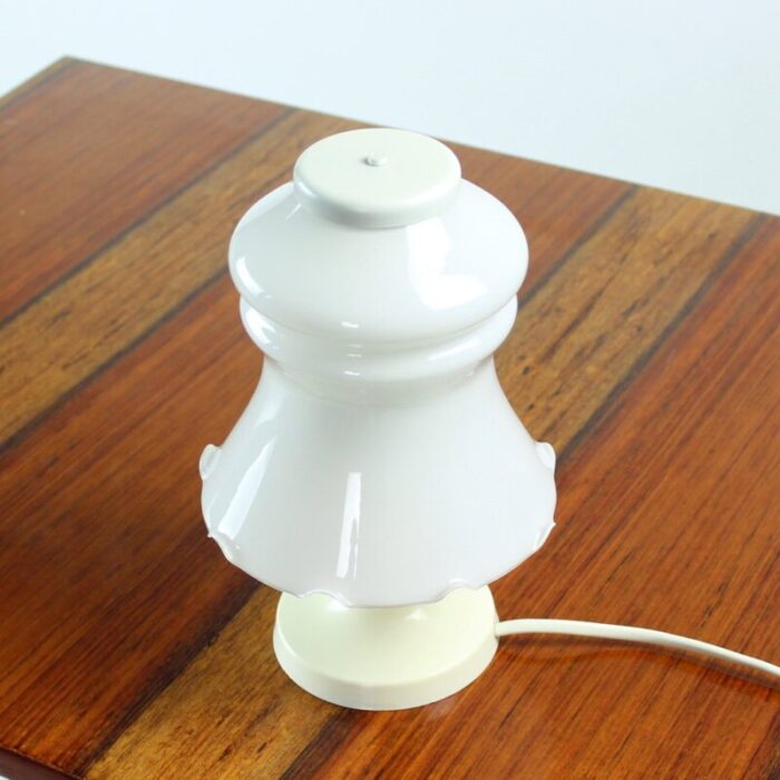 white opaline glass table light from opp jihlava czechoslovakia 1960s 8