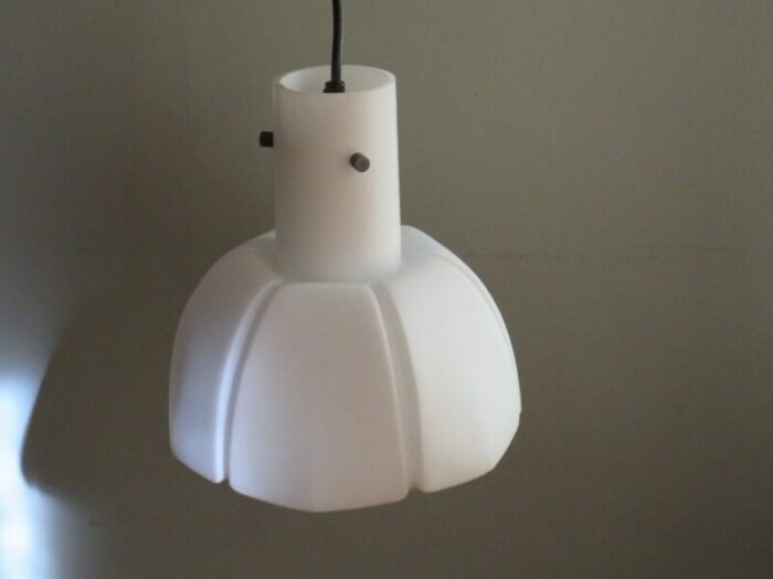 white opaline hanging lamp from glashuette limburg germany 1960s 11