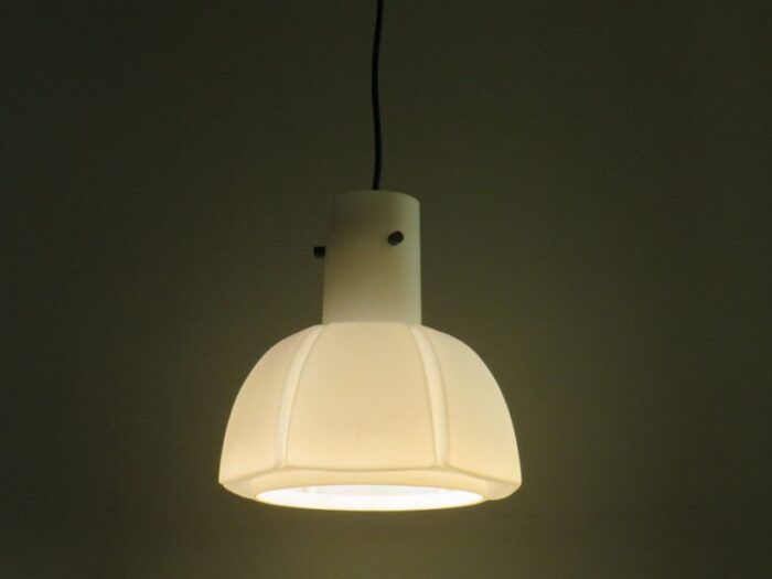 white opaline hanging lamp from glashuette limburg germany 1960s 2