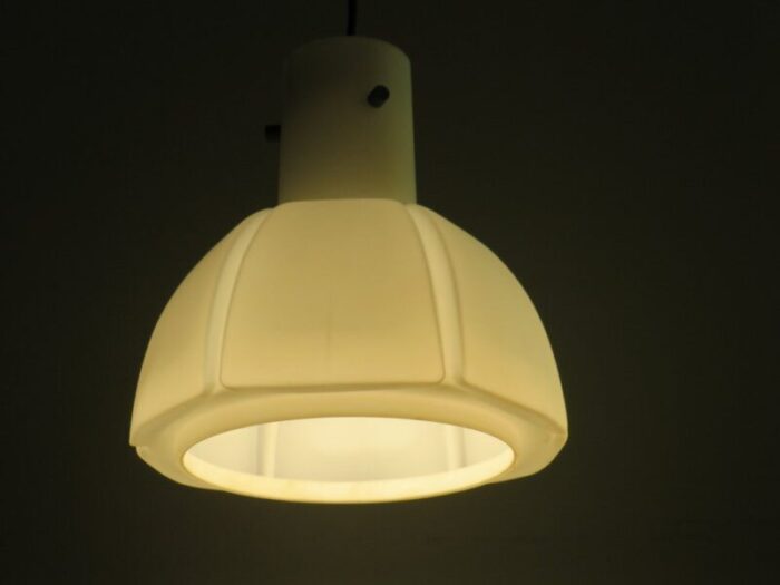 white opaline hanging lamp from glashuette limburg germany 1960s 3