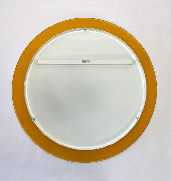 yellow convex glass chrome wall mirror from veca italy 1960s 7